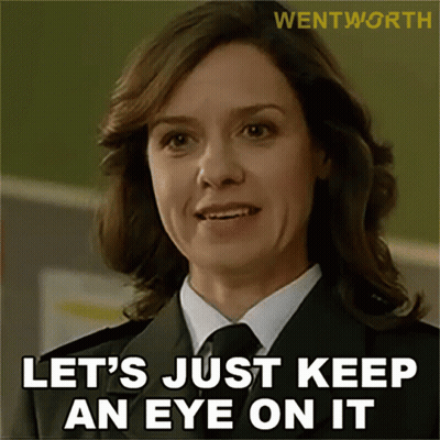 Woman In Suit And Tie Says Let's Just Keep An Eye On It GIF