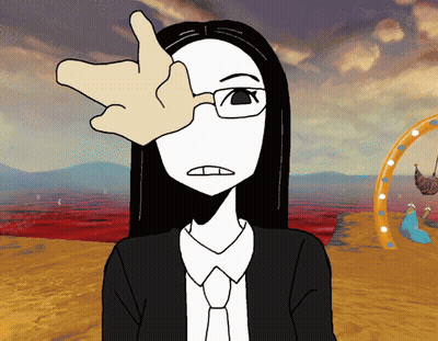 Woman In Suit And Tie With Hand On Face GIF