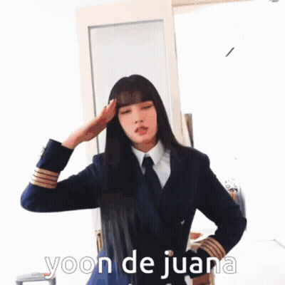 Woman In Suit Giving Peace Sign With Yoon De Juana GIF