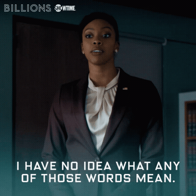 Woman In Suit Saying I Have No Idea What Those Words Mean GIF