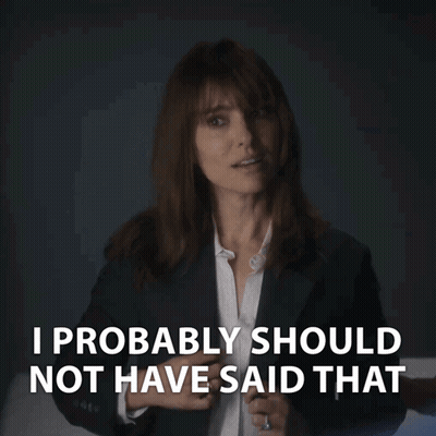 Woman In Suit Saying I Should Not Have Said That GIF