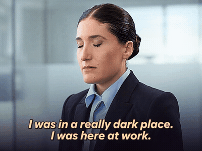 Woman In Suit Says Dark Place GIF