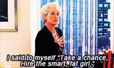 Woman In Suit Says I Said To Myself Take A Chance Hire The Smart Fat Girl GIF