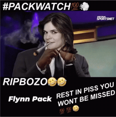 Woman In Suit Smoking Says Rip Bozo Flynn Pack GIF