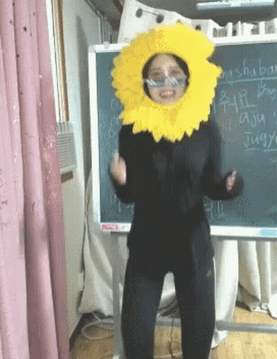 Woman In Sunflower Costume By Chinese Blackboard GIF