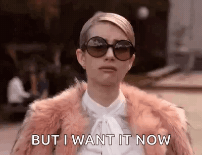 Woman In Sunglasses And Fur Coat Saying But I Want It Now GIF