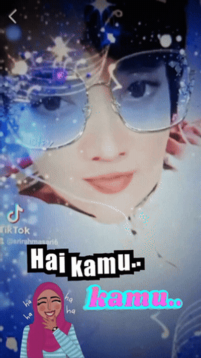 Woman In Sunglasses And Hijab Saying Hai Kamu GIF