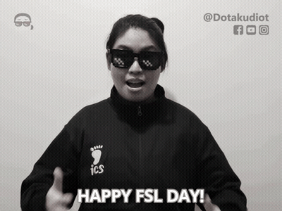 Woman In Sunglasses And ICS Jacket Says Happy FSL Day GIF