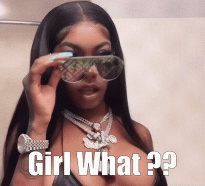 Woman In Sunglasses And Necklace Saying Girl What GIF