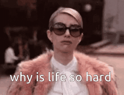 Woman In Sunglasses And Pink Fur Coat Asking Why Is Life So Hard GIF