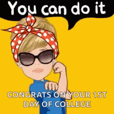 Woman In Sunglasses And Red Headband Flexing Fist Saying You Can Do It GIF