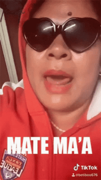 Woman In Sunglasses And Red Hoodie Saying Mate Ma A GIF