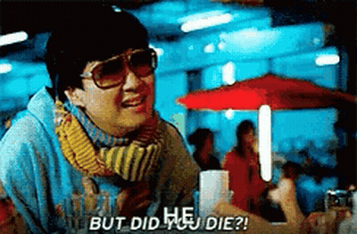 Woman In Sunglasses And Scarf Saying But Did You Die GIF