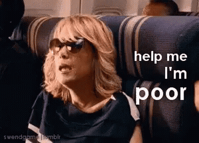 Woman In Sunglasses On Airplane Says Help Me I'm Poor GIF
