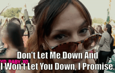 Woman In Sunglasses Says Don't Let Me Down GIF