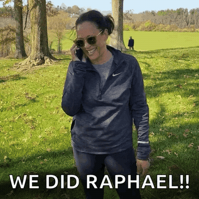 Woman In Sunglasses Talking On Phone Saying We Did Raphael GIF