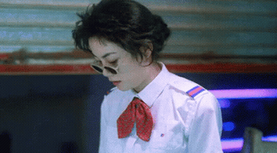 Woman In Sunglasses White Shirt Red Tie GIF