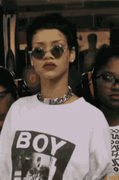 Woman In Sunglasses With Boy T-Shirt GIF