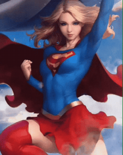 Woman In Supergirl Costume Flying GIF