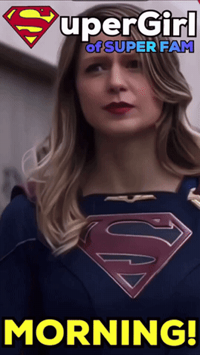 Woman In Supergirl Costume Saying Morning GIF