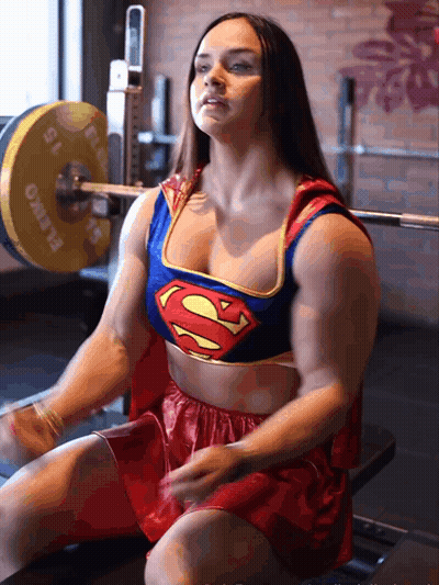 Woman In Superhero Costume With Cloudy Sky Saying I'll Be Strong GIF