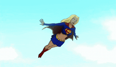 Woman In Superman Costume Flying GIF