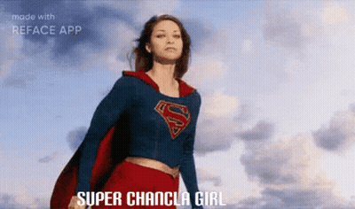 Woman In Superman Costume With Cloudy Sky GIF