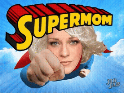 Woman In Supermom Costume Pointing Finger GIF