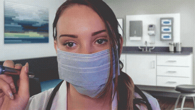 Woman In Surgical Mask Holding Pen GIF