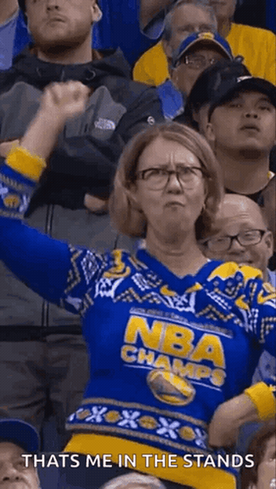 Woman In Sweater Saying Thats Me In Stands GIF