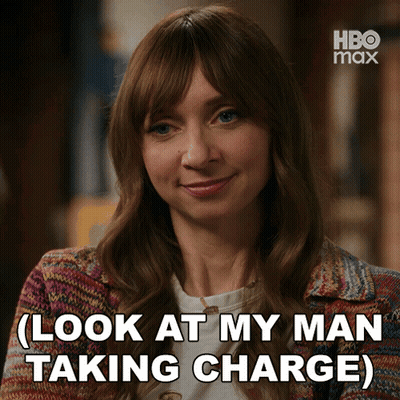 Woman In Sweater Says Look At My Man Taking Charge GIF