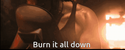 Woman In Tank Top Says Burn It All Down GIF
