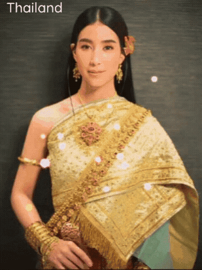 Woman In Thai Traditional Costume Standing GIF