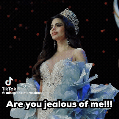 Woman In Tiara And Blue Dress Are You Jealous Of Me GIF