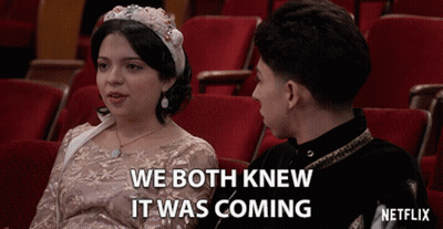 Woman In Tiara Next To Man Saying We Both Knew It Was Coming GIF