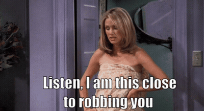 Woman In Towel Says Listen I Am This Close To Robbing You GIF