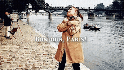 Woman In Trench Coat By River Bonjour Paris GIF