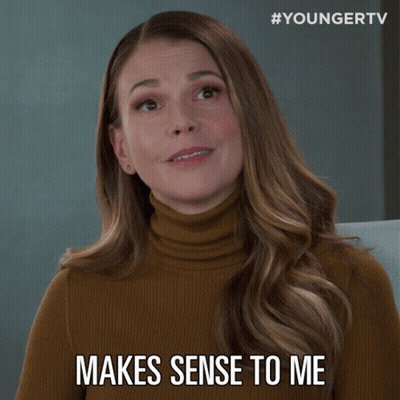 Woman In Turtleneck Smiling Says Makes Sense To Me GIF