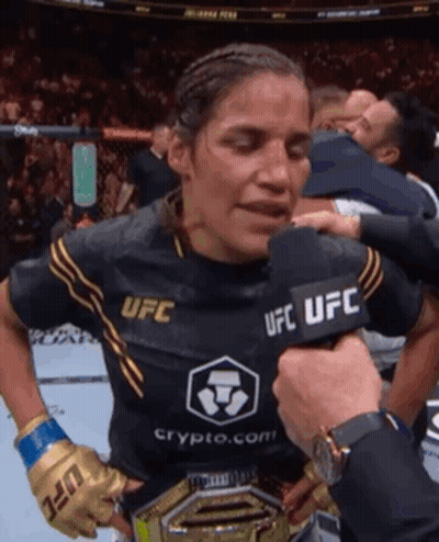 Woman In UFC Shirt Being Interviewed GIF