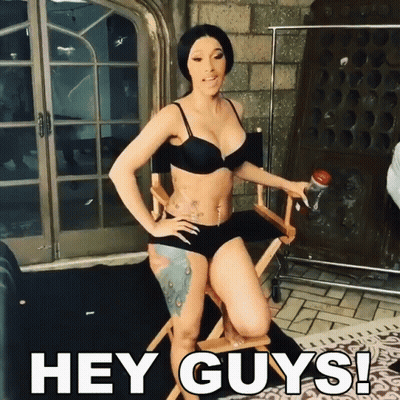 Woman In Underwear In Director Chair Saying Hey Guys GIF