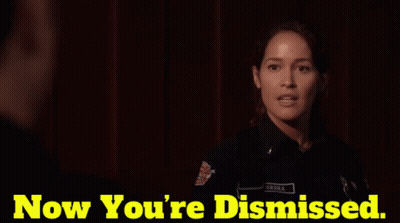 Woman In Uniform Saying Now You're Dismissed GIF