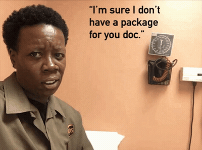Woman In UPS Uniform Says No Package GIF