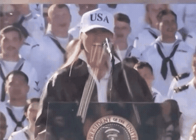 Woman In USA Hat At Podium GIF