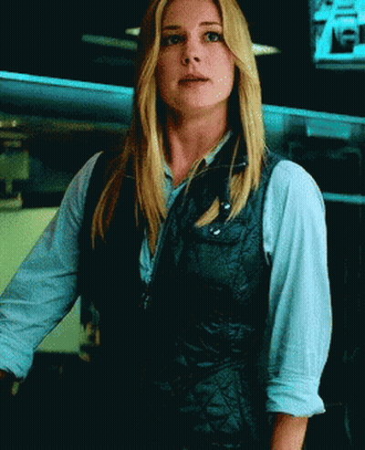 Woman In Vest And Blue Shirt GIF