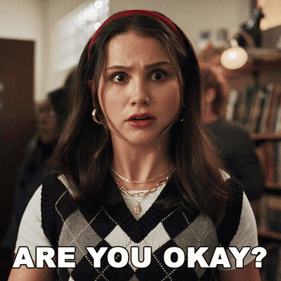 Woman In Vest And Headband Says Are You Okay GIF