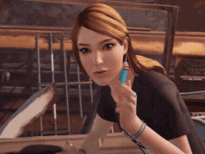 Woman In Video Game Holding Blue Object GIF