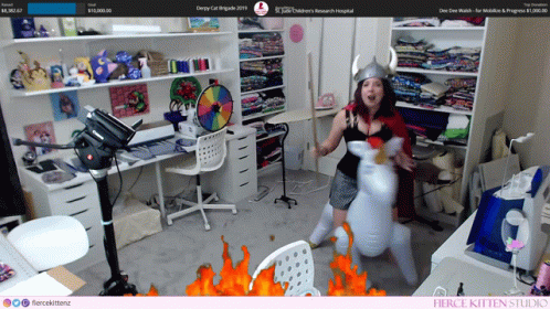 Woman in Viking Costume Jumps on Unicorn