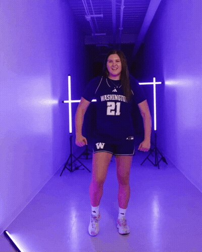 Woman In Washington 21 Jersey In Dark Room GIF