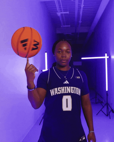 Woman In Washington Jersey Holding Basketball GIF