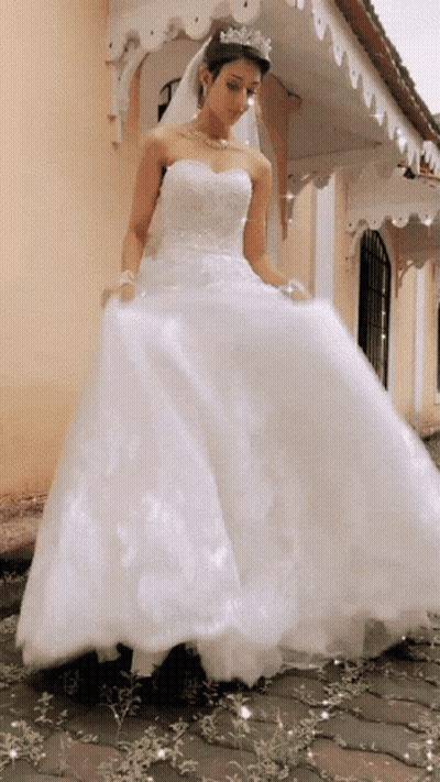 Woman In Wedding Dress And Tiara GIF